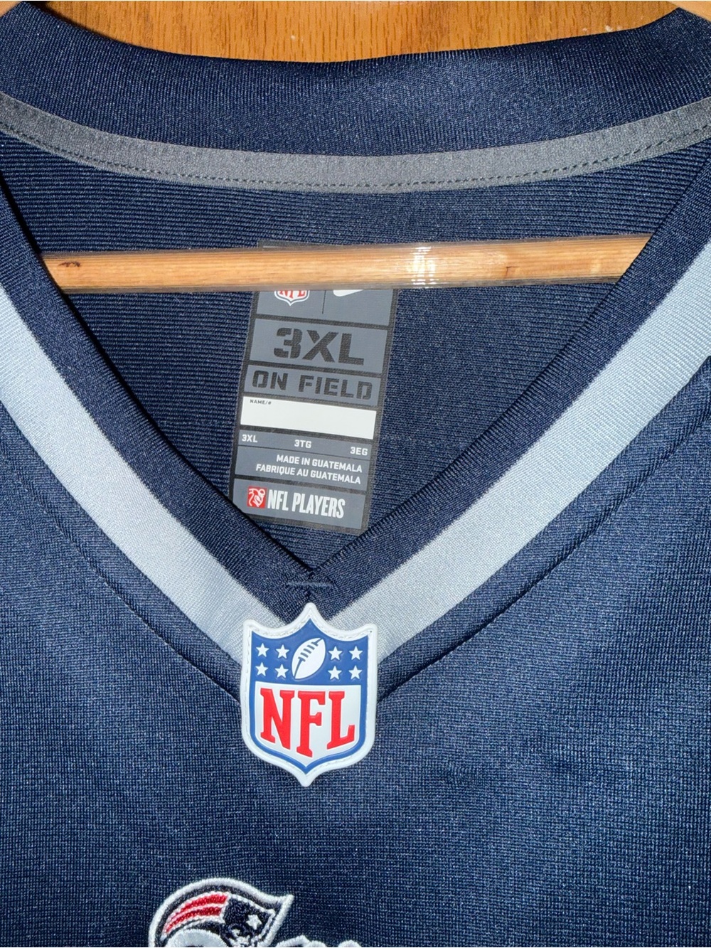 Nike Men’s Navy and Light Gray V-Neck NFL Jersey - 3XL